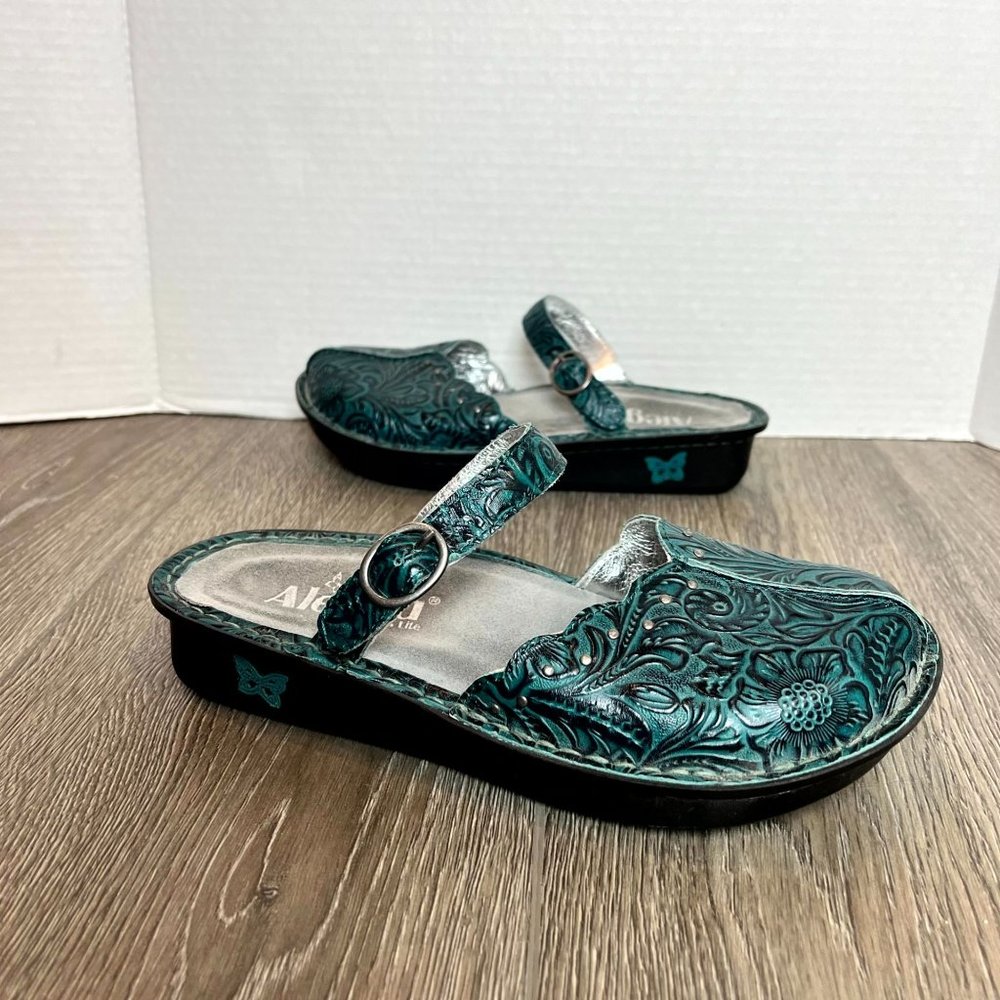 NWOT ALEGRIA‎ | CLASSIC TEAL Turquoise TOOLED CLOG
